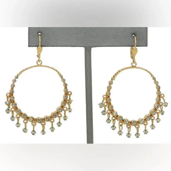 CATHERINE POPESCO La Vie Parisienne Gold Hoop Beaded Crystal Earrings - Picture 3 of 9